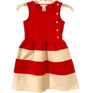 Janie and Jack Red-Orange & White Dress with Gold/White Buttons Girls Sz 5